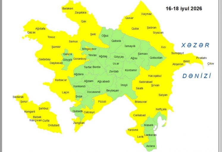 Küləkli hava şəraiti ilə bağlı sarı xəbərdarlıq verilib