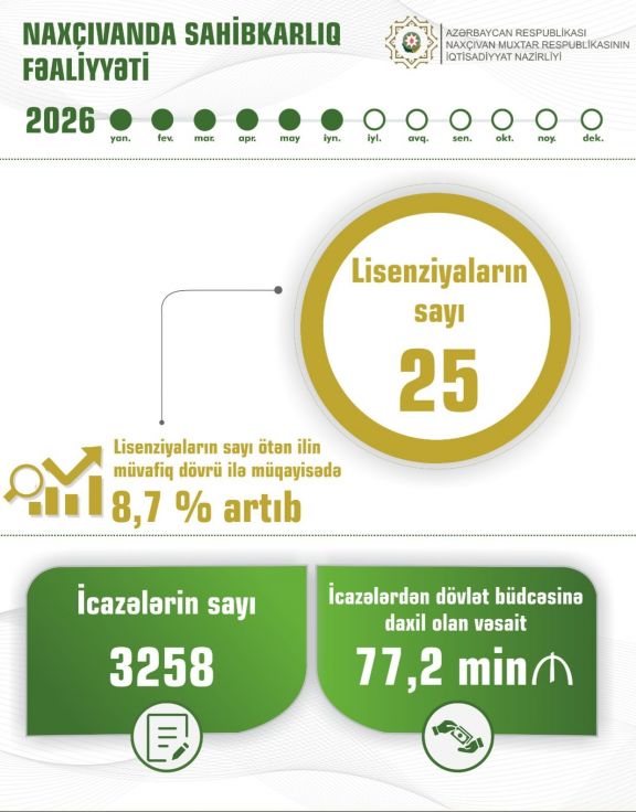 Naxçıvanda sahibkarlara verilən lisenziyaların sayı 8,7 faiz artıb