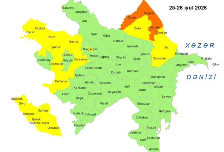 Küləkli hava şəraiti ilə bağlı sarı və narıncı xəbərdarlıq verilib