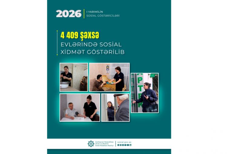 Bu ilin birinci yarımilində 4400-dən çox şəxsə evlərində sosial xidmət göstərilib