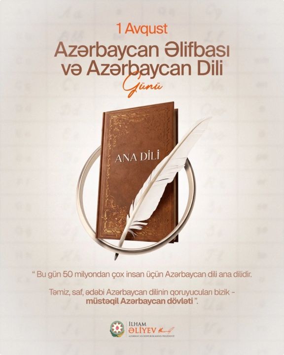 Prezident İlham Əliyevin sosial media hesablarında Azərbaycan Əlifbası və Dili Günü ilə bağlı paylaşım edilib