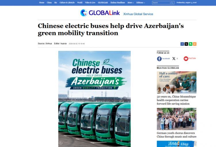 “Sinxua” agentliyi: Azərbaycanlı sürücülər Çinin elektrikli avtobuslarından məmnundurlar