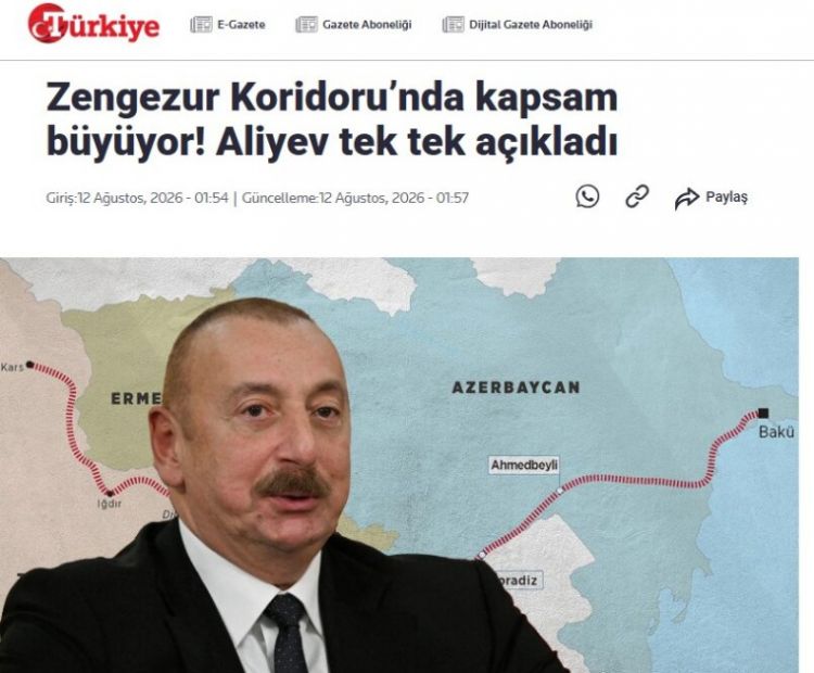 Prezident İlham Əliyevin Zəngəzur dəhlizi ilə bağlı fikirləri Türkiyə mediasının diqqət mərkəzindədir<font color=red> - FOTOLAR</font>