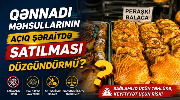 Qənnadı məmulatlarının açıq şəraitdə satılması düzgündürmü?<font color=red> - VİDEO</font>