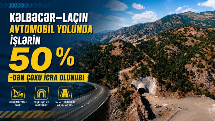 Kəlbəcər–Laçın avtomobil yolunda işlərin 50%-dən çoxu icra olunub<font color=red> - VİDEO</font>