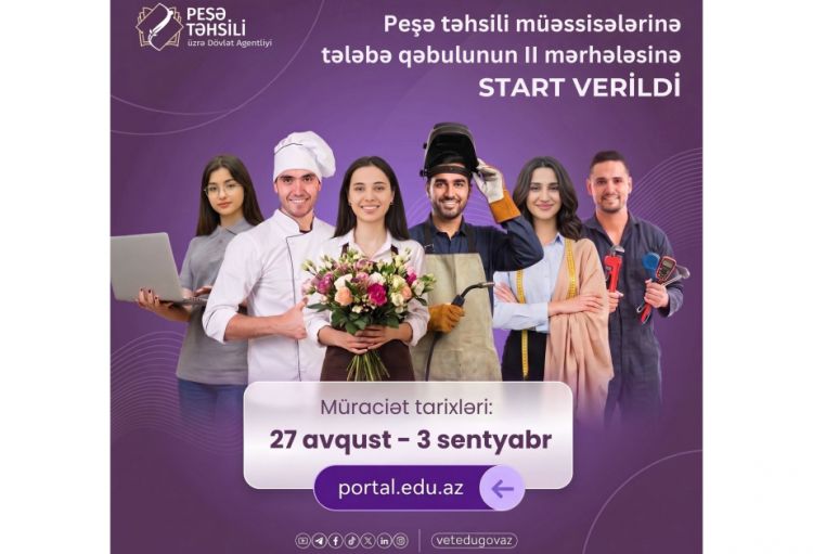 Peşə təhsili müəssisələrinə tələbə qəbulunun II mərhələsinə başlanılır