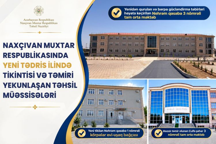 Naxçıvanda 3 təhsil müəssisəsində tikinti və təmir işləri yekunlaşır<font color=red> - FOTOLAR</font>