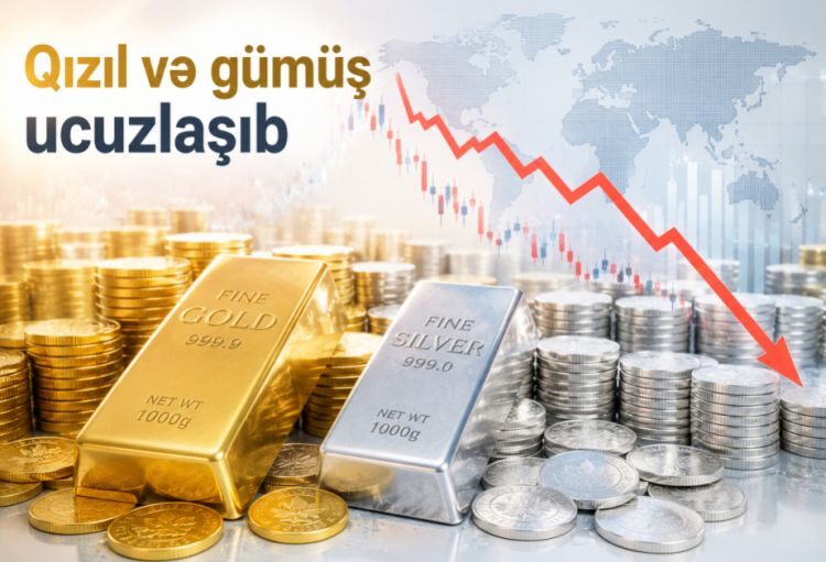 Dünya bazarında qızıl və gümüşün qiyməti azalıb