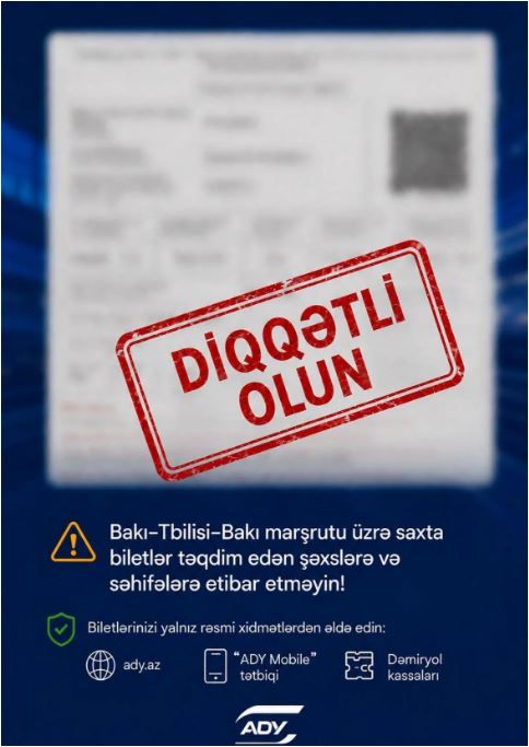 ADY Bakı–Tbilisi qatarına saxta bilet satışı ilə bağlı xəbərdarlıq edib