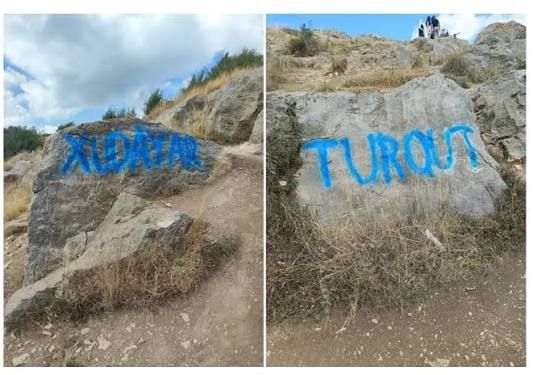 Şuşada qayaların üzərinə yazılan yazılar silinib