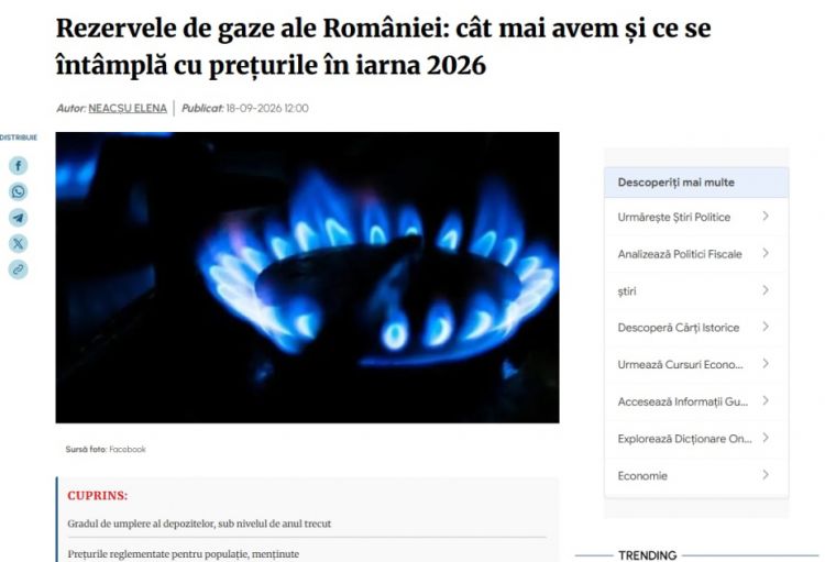 Rumıniya mətbuatı: Azərbaycan qazı qış ərəfəsində ölkənin enerji təhlükəsizliyində mühüm rol oynayır
