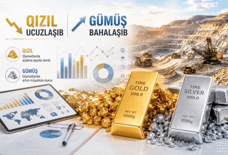 Qızıl ucuzlaşıb, gümüş bahalaşıb