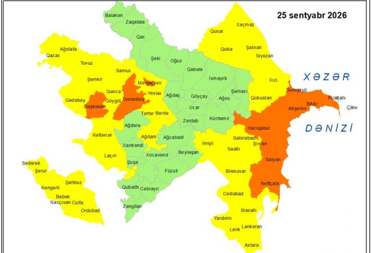 Küləkli hava şəraiti ilə bağlı sarı və narıncı xəbərdarlıq verilib
