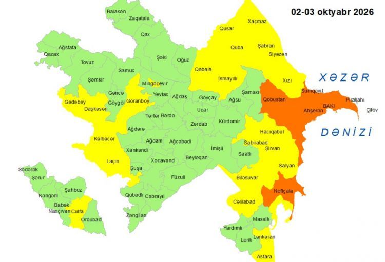 Küləkli hava şəraiti ilə bağlı sarı və narıncı xəbərdarlıq verilib