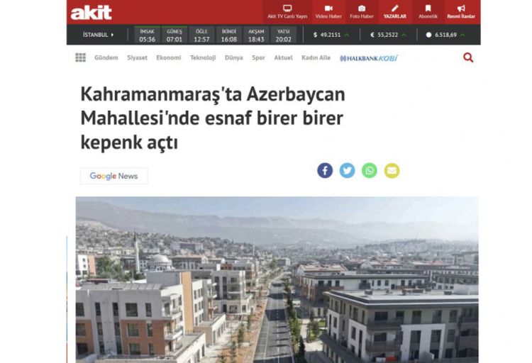 Media: Kahramanmaraşdakı “Azərbaycan” məhəlləsində həyat normal axarına qayıdır