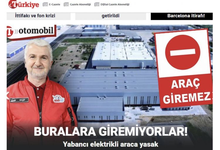Türkiyənin müdafiə sənayesi şirkətləri xaricdə istehsal olunan elektromobillərə giriş qadağası qoyub