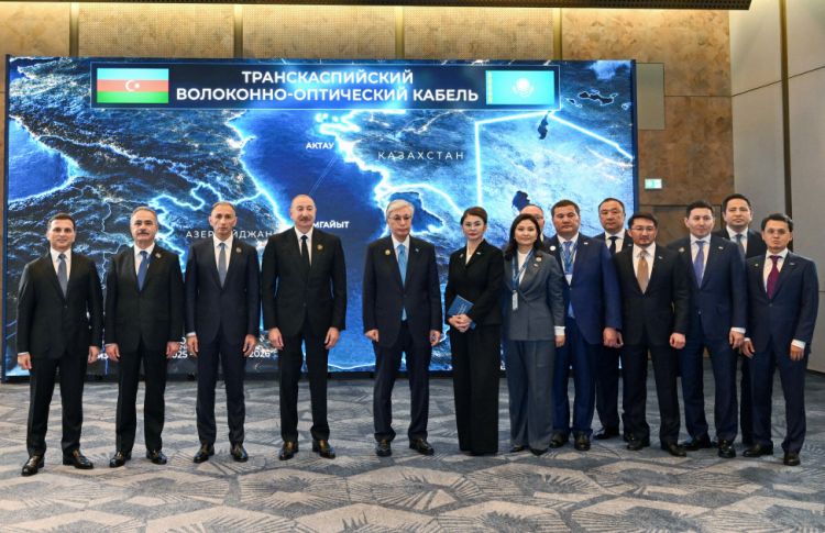 Bakıda Azərbaycan və Qazaxıstan prezidentləri görüşüblər, Trans-Xəzər Fiber-Optik Kabel Xəttinin açılışını ediblər<font color=red> - FOTOLAR</font>