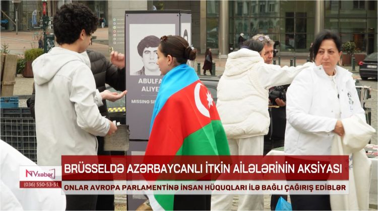 Azərbaycanlı itkinlərin ailələrinin Brüsseldə etirazı<font color=red> - VİDEO</font>