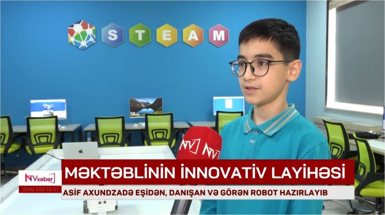 Naxçıvanlı məktəbli eşidən, danışan və görən robot hazırlayıb<font color=red> - VİDEO</font>
