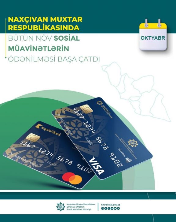 Naxçıvanda oktyabr ayı üzrə bütün növ sosial müavinətlər ödənilib