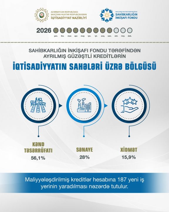 Naxçıvanda maliyyələşdirilmiş kreditlər hesabına 187 yeni  iş yerinin yaradılması nəzərdə tutulur